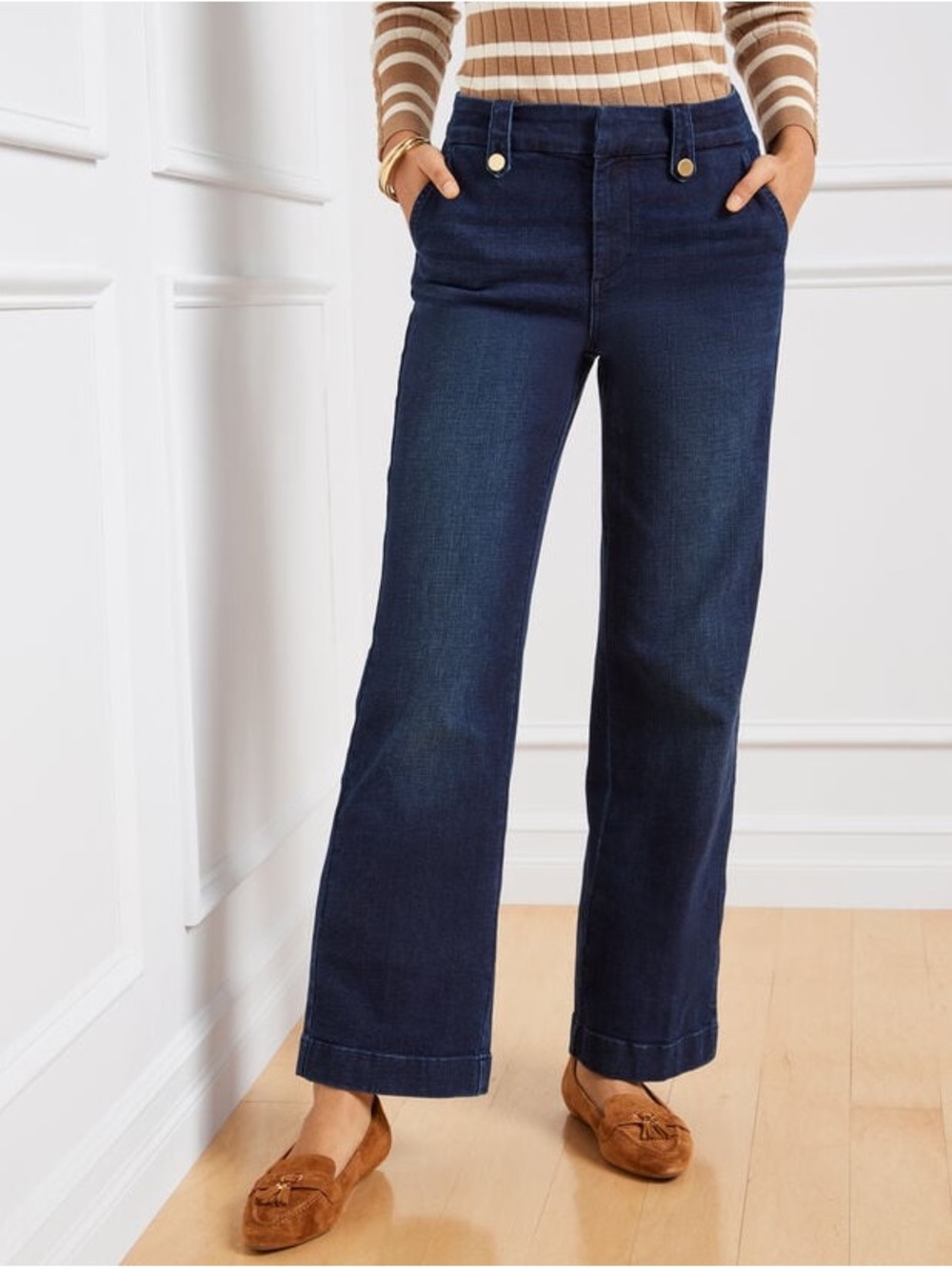 Talbots Size 10 Wide Leg High Rise Trouser Jean in Moonlit Wash